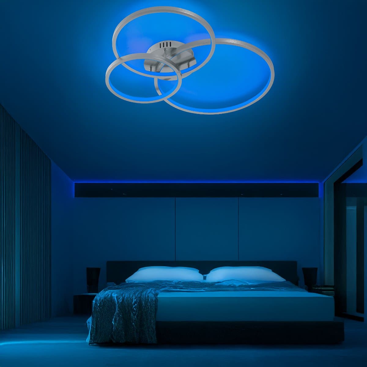 Plafoniera TRIO Lighting AARON 652710307 LED RGBW 4200LM metallo nikel lampada soffitto ultramoderna telecomando in Plafoniere Lampadari Bartalini - Colle di Val d’Elsa, commercioVirtuoso.it