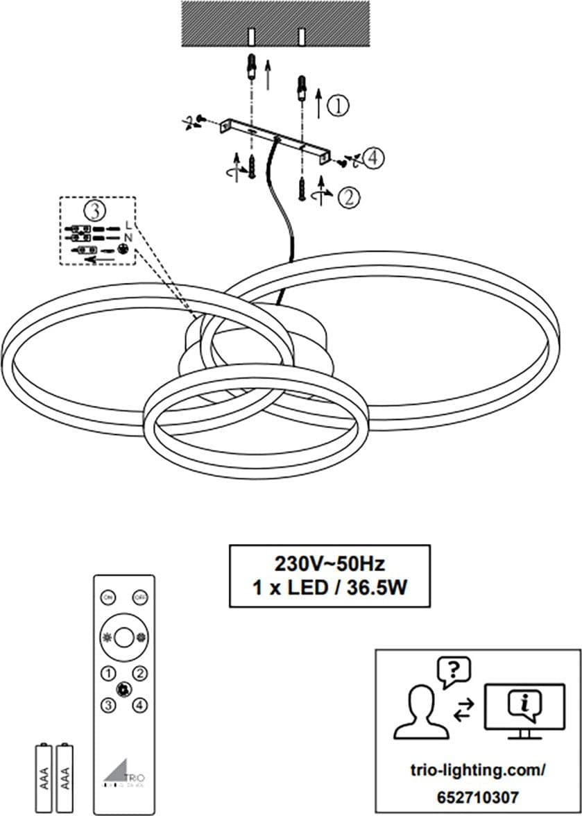 Plafoniera TRIO Lighting AARON 652710342 LED RGBW 4200LM metallo antracite lampada soffitto ultramoderna telecomando in Plafoniere Lampadari Bartalini - Colle di Val d’Elsa, commercioVirtuoso.it