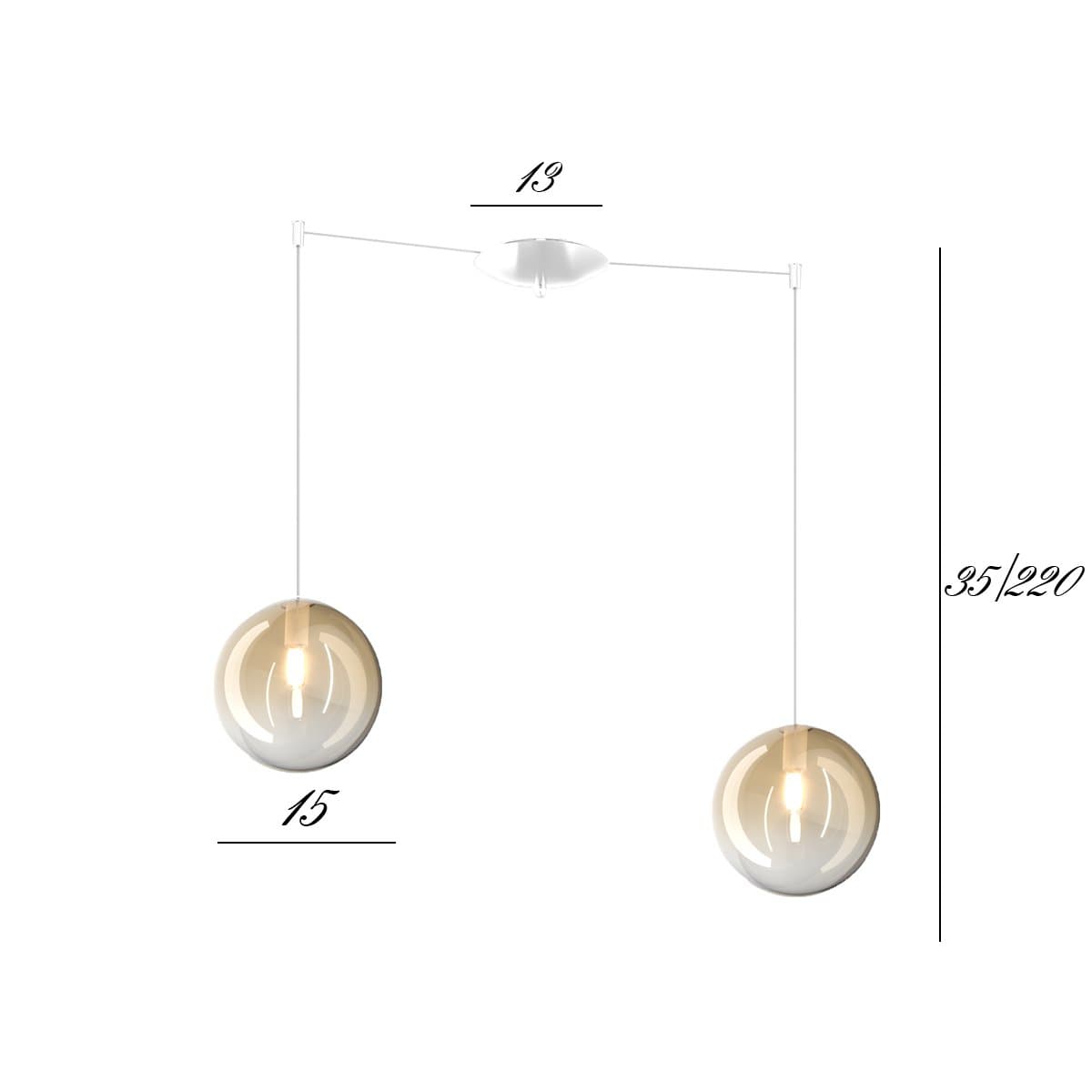 Lampadario Top Light ECLIPSE 1184 BI S2 S AM G9 LED vetro sfera ambra in Lampade a sospensione Lampadari Bartalini - Colle di Val d’Elsa, commercioVirtuoso.it