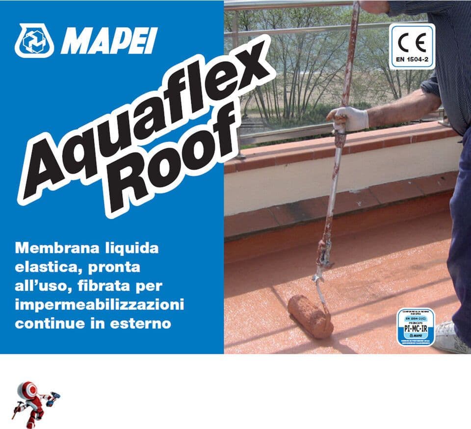 MAPEI AQUAFLEX ROOF KG.5 Membrana liquida fibrata in emulsione acquosa ad alta riflettanza ed emissività termica in Impermeabili Masterbrico - Longobardi, commercioVirtuoso.it