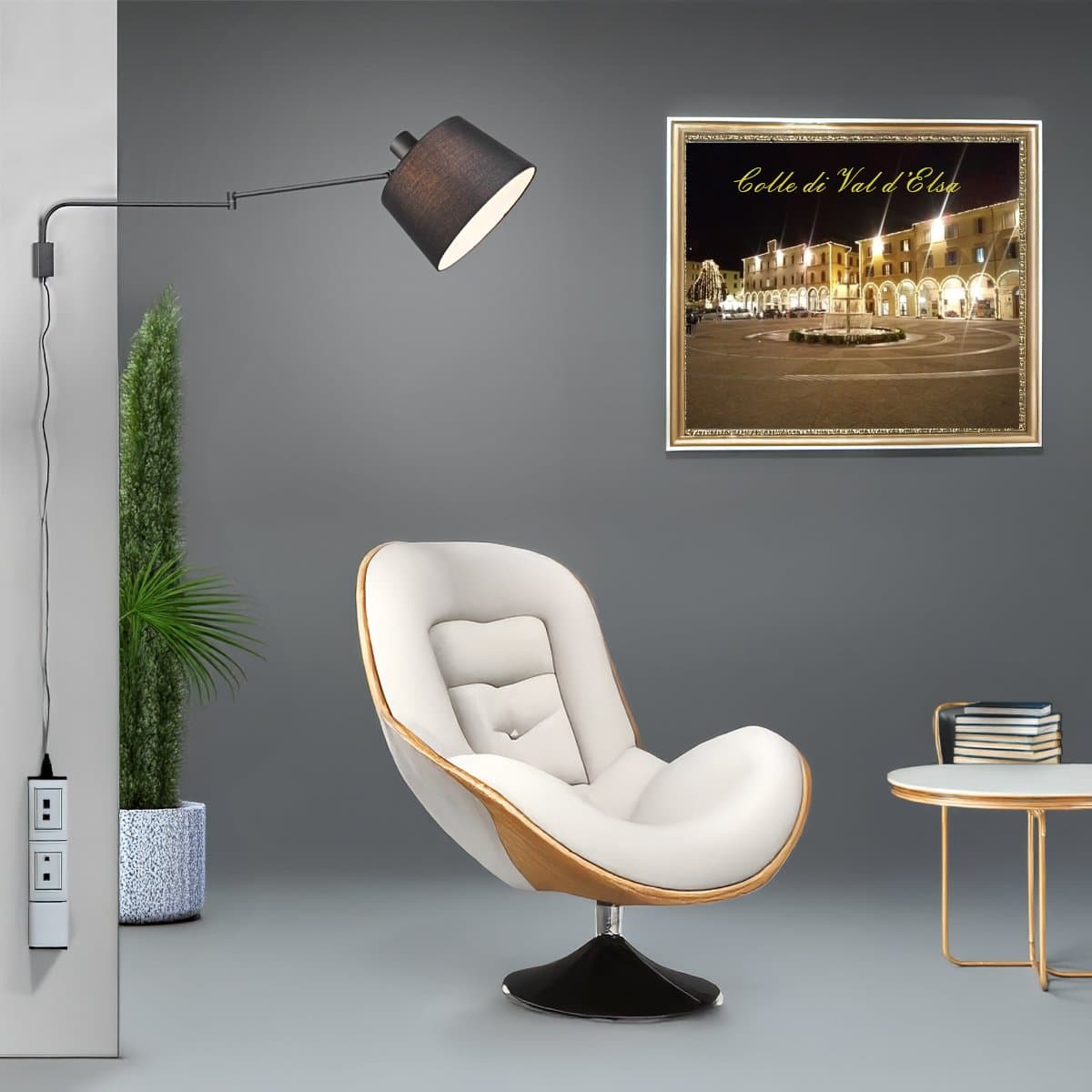 Braccio parete snodabile orientabile Trio Lithing BALDO 200600132 E27 LED metallo nero paralume tessuto in Applique Lampadari Bartalini - Colle di Val d’Elsa, commercioVirtuoso.it