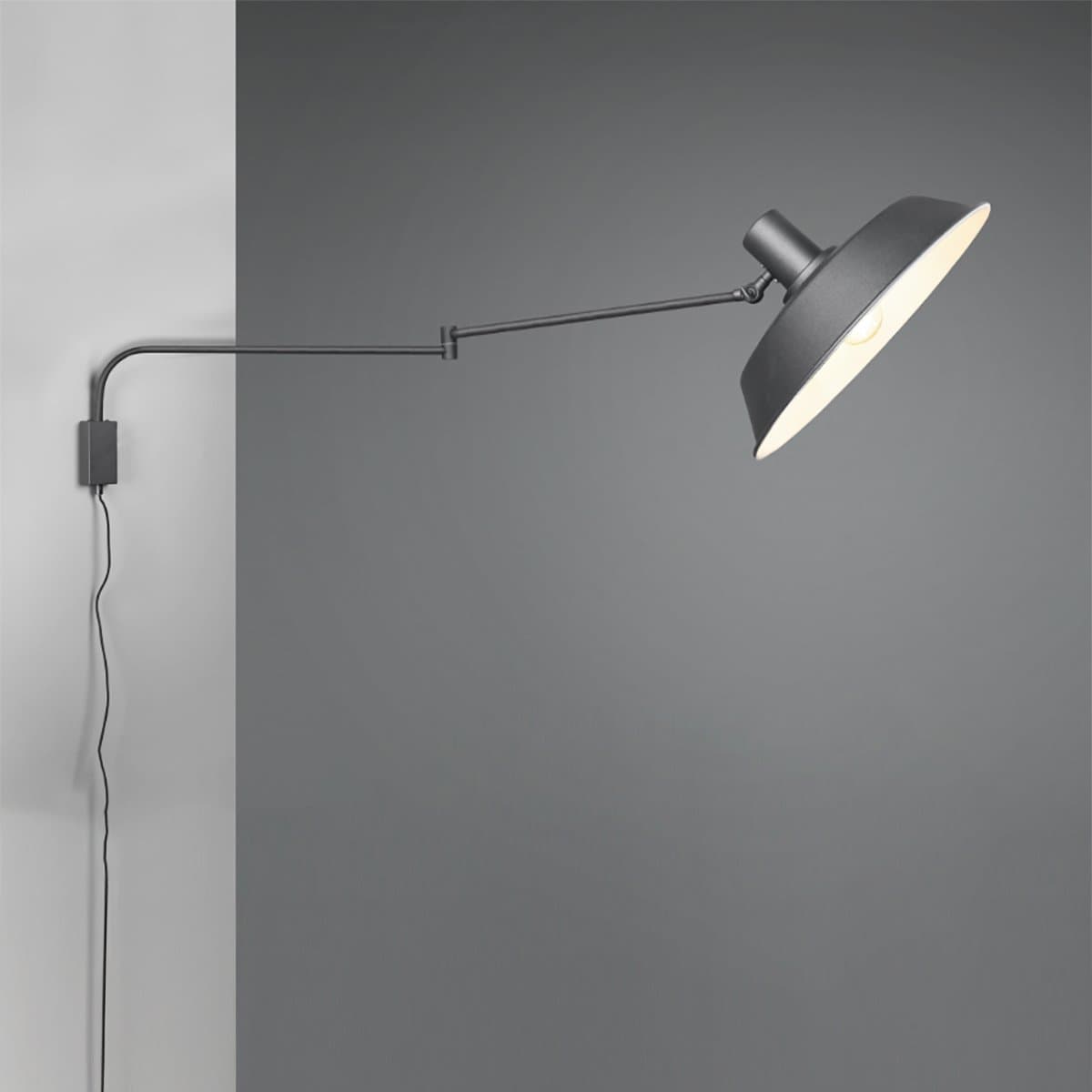 Braccio parete snodabile orientabile Trio Lithing BOLDER 200300132 E27 LED metallo nero industriale in Applique Lampadari Bartalini - Colle di Val d’Elsa, commercioVirtuoso.it