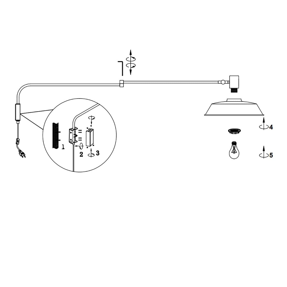 Braccio parete snodabile orientabile Trio Lithing BOLDER 200300132 E27 LED metallo nero industriale in Applique Lampadari Bartalini - Colle di Val d’Elsa, commercioVirtuoso.it