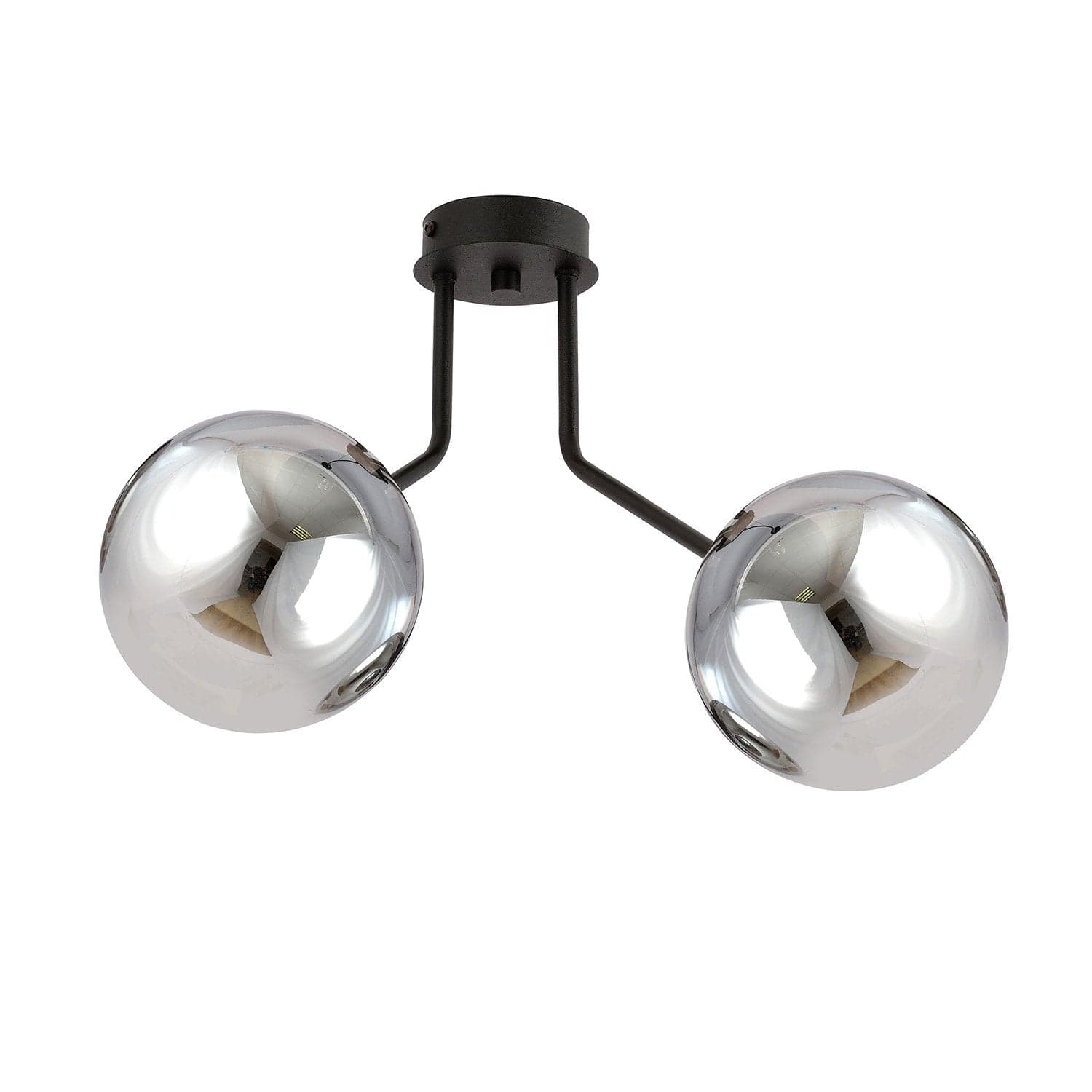 Plafoniera Moderna 2 Luci Nova In Acciaio Nero E Sfere Vetro Fumè in Lampade a sospensione LuceArt - Montecorvino Pugliano, commercioVirtuoso.it
