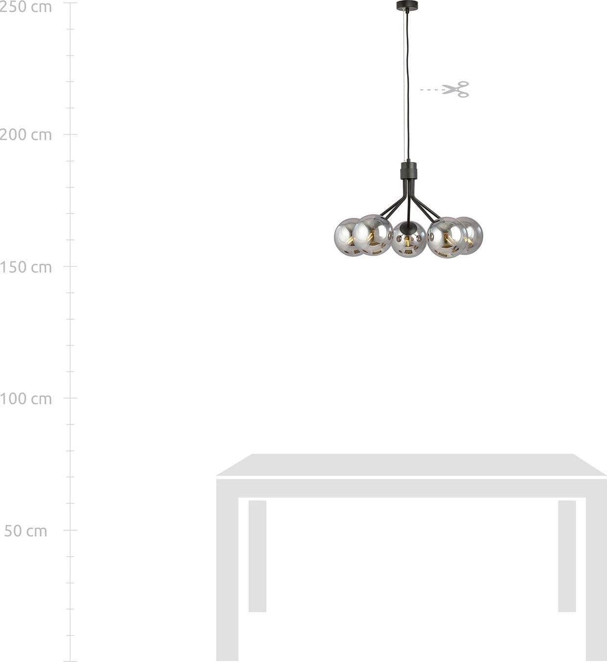 Sospensione Moderna 5 Luci Nova In Acciaio Nero E Sfere Vetro Fumè in Lampade a sospensione LuceArt - Montecorvino Pugliano, commercioVirtuoso.it