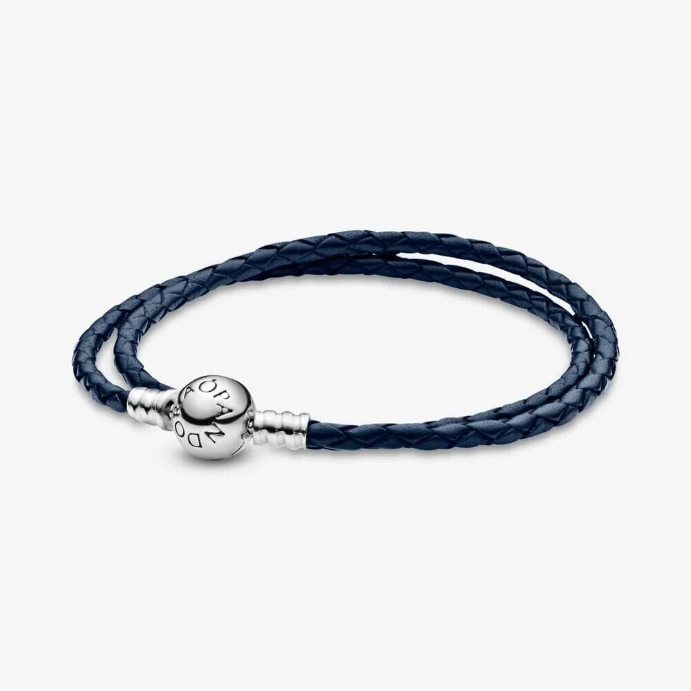 Pandora Bracciale in Pelle intrecciata Blu Scuro, Giro Doppio in Bracciali Alba Gioielli - Casoria, commercioVirtuoso.it