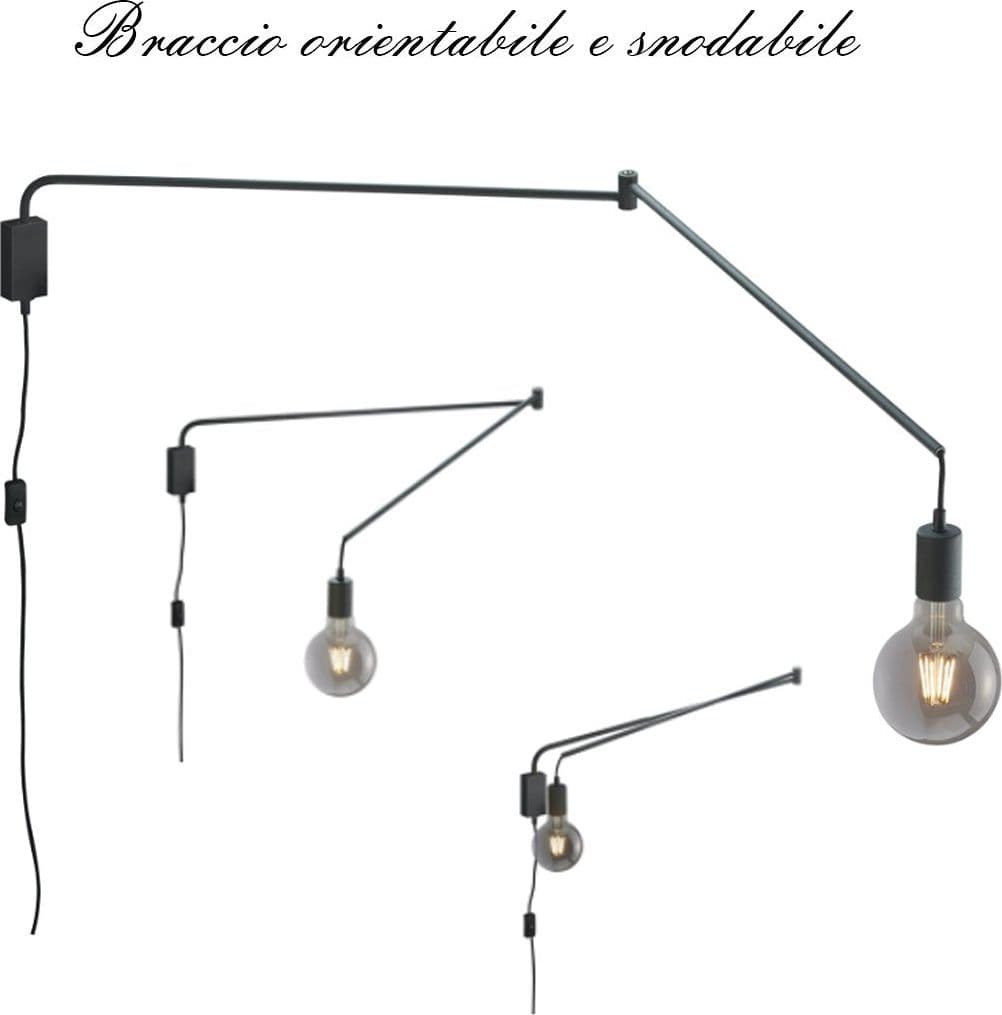 Braccio parete snodabile orientabile Trio Lithing LINE 200200132 E27 LED metallo nero in Applique Lampadari Bartalini - Colle di Val d’Elsa, commercioVirtuoso.it