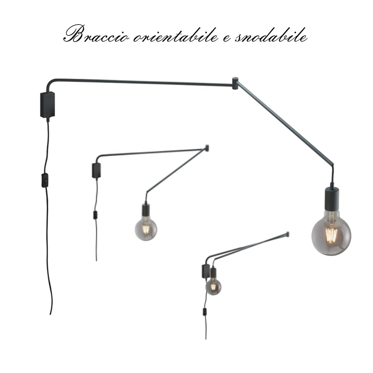 Braccio parete snodabile orientabile Trio Lithing LINE 200200132 E27 LED metallo nero in Applique Lampadari Bartalini - Colle di Val d’Elsa, commercioVirtuoso.it