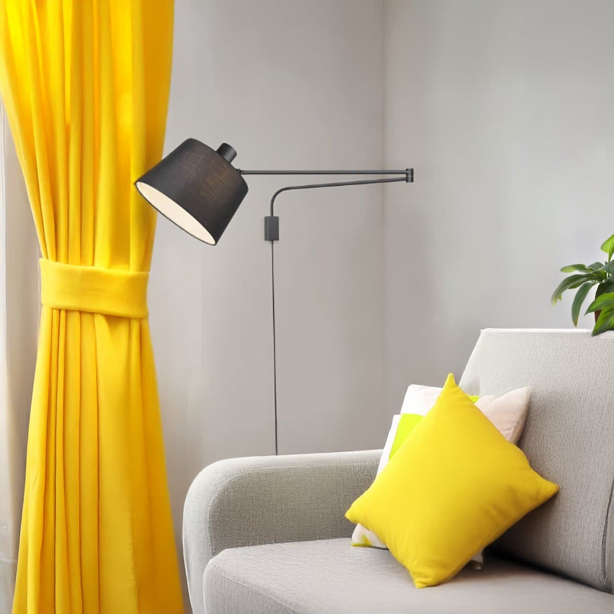 Braccio parete snodabile orientabile Trio Lithing BALDO 200600132 E27 LED metallo nero paralume tessuto in Applique Lampadari Bartalini - Colle di Val d’Elsa, commercioVirtuoso.it