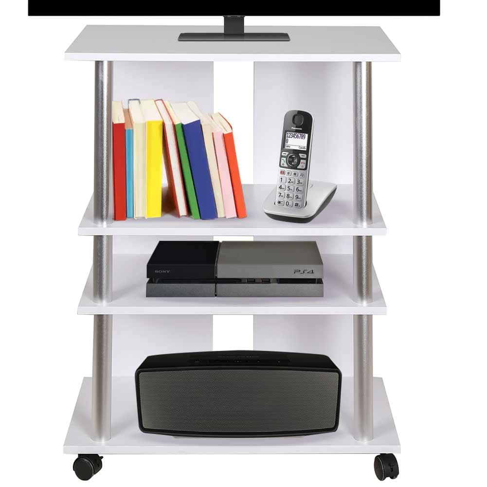 Mobile TV in Legno con 4Ruote e 3 Ripiani Carrello Porta Televisore Moderno Bianco in Mobili Danyx - Casoria, commercioVirtuoso.it