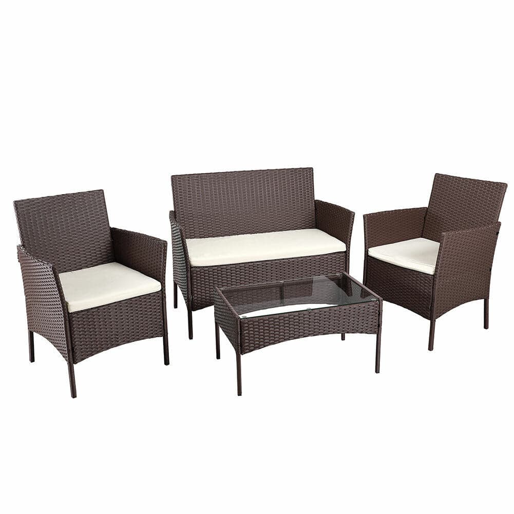 Set da Giardino 4pz in Polyrattan 2 Poltrone 1 Tavolino 1 Divano uso Esterno Marrone in Divanetti Danyx - Casoria, commercioVirtuoso.it