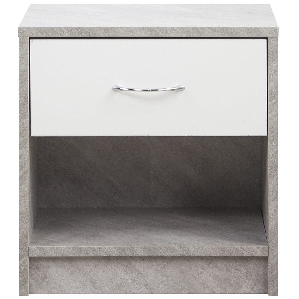 Comodino Bicolore 1 Cassetto e Ripiano Inferiore Design Moderno H41cm Bianco Cemento in Comodini Danyx - Casoria, commercioVirtuoso.it