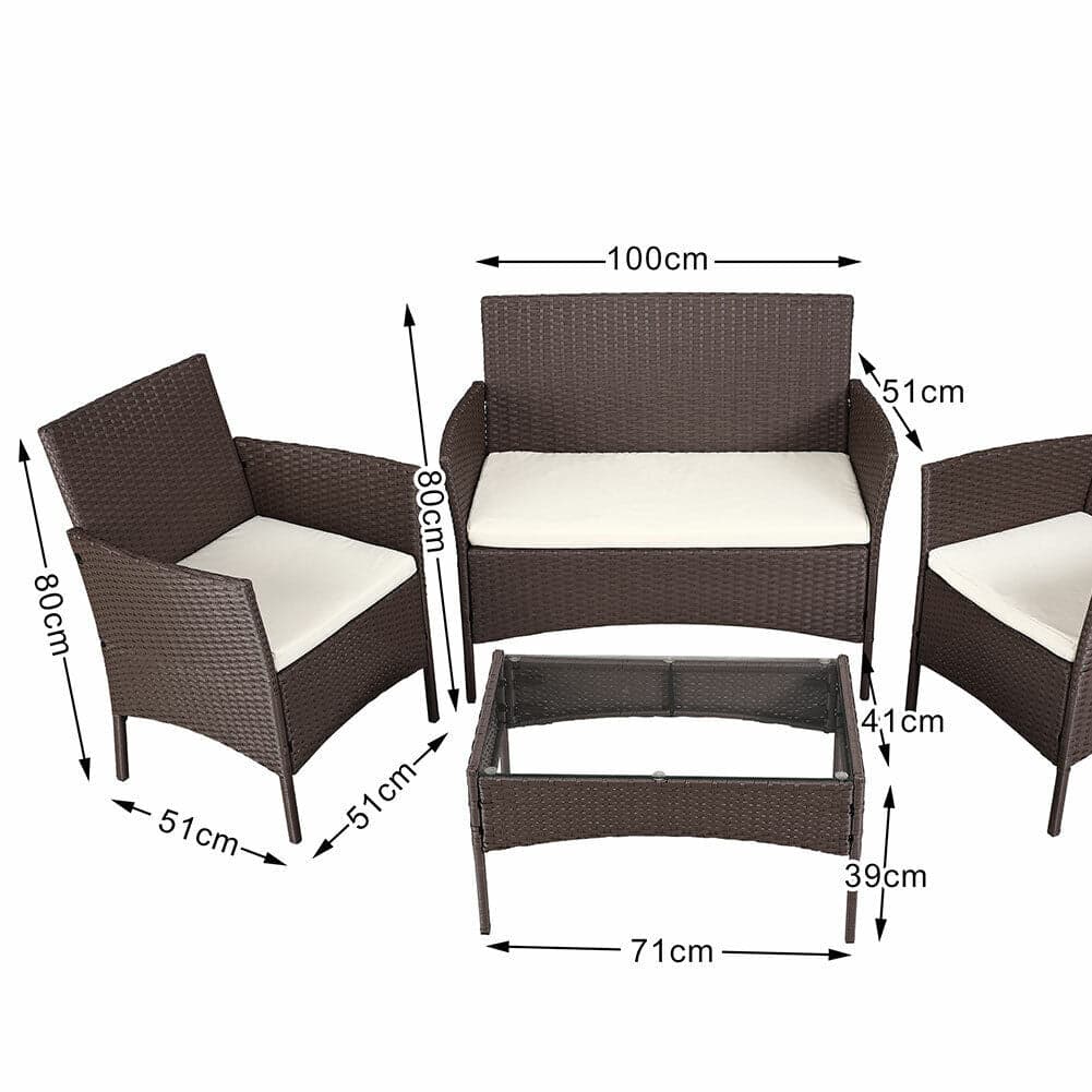 Set da Giardino 4pz in Polyrattan 2 Poltrone 1 Tavolino 1 Divano uso Esterno Marrone in Divanetti Danyx - Casoria, commercioVirtuoso.it