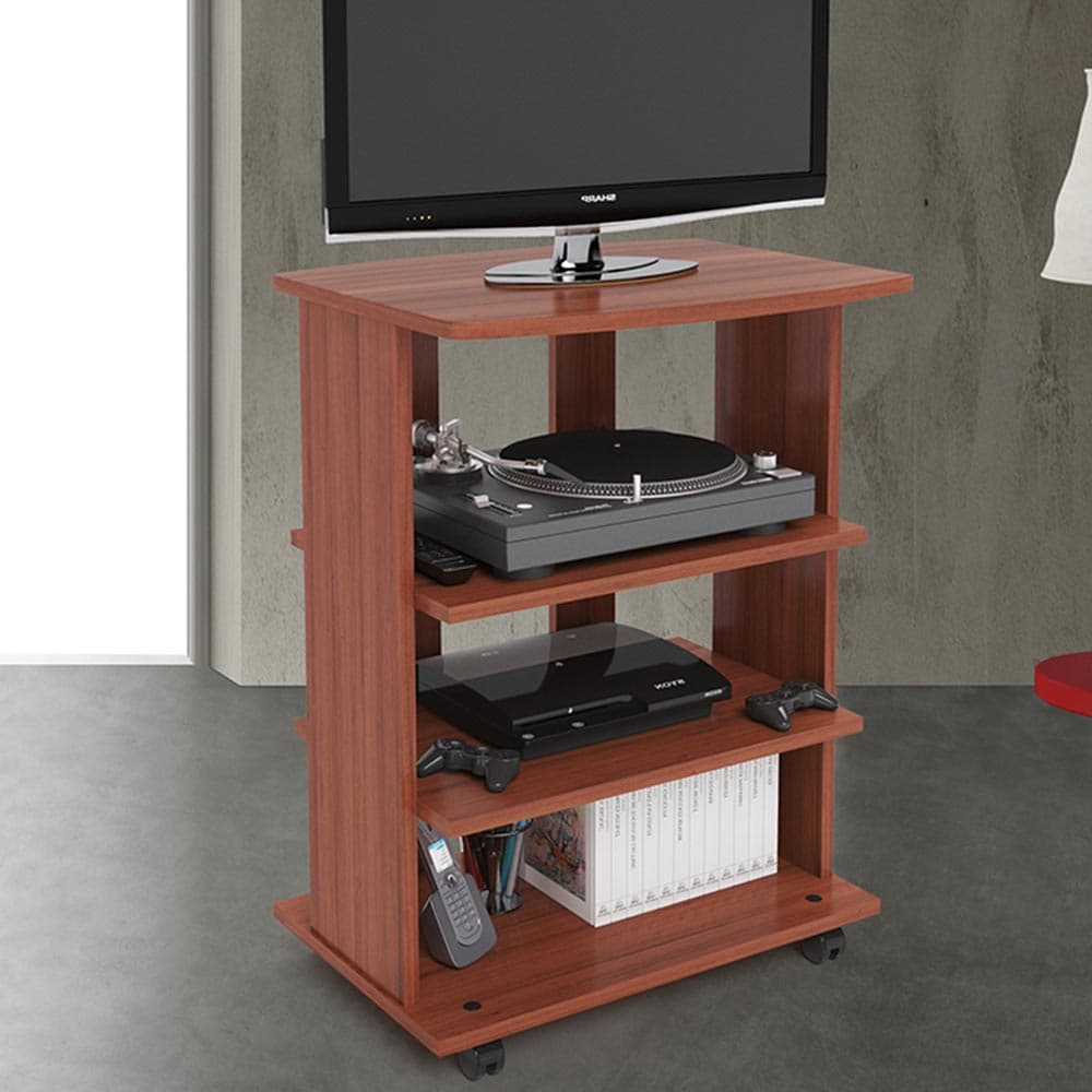 Mobile Multiuso in Legno Nobilitato 3 Ripiani e 4 Ruote Ciliegio 60x45 H80cm in Mobili a terra Danyx - Casoria, commercioVirtuoso.it