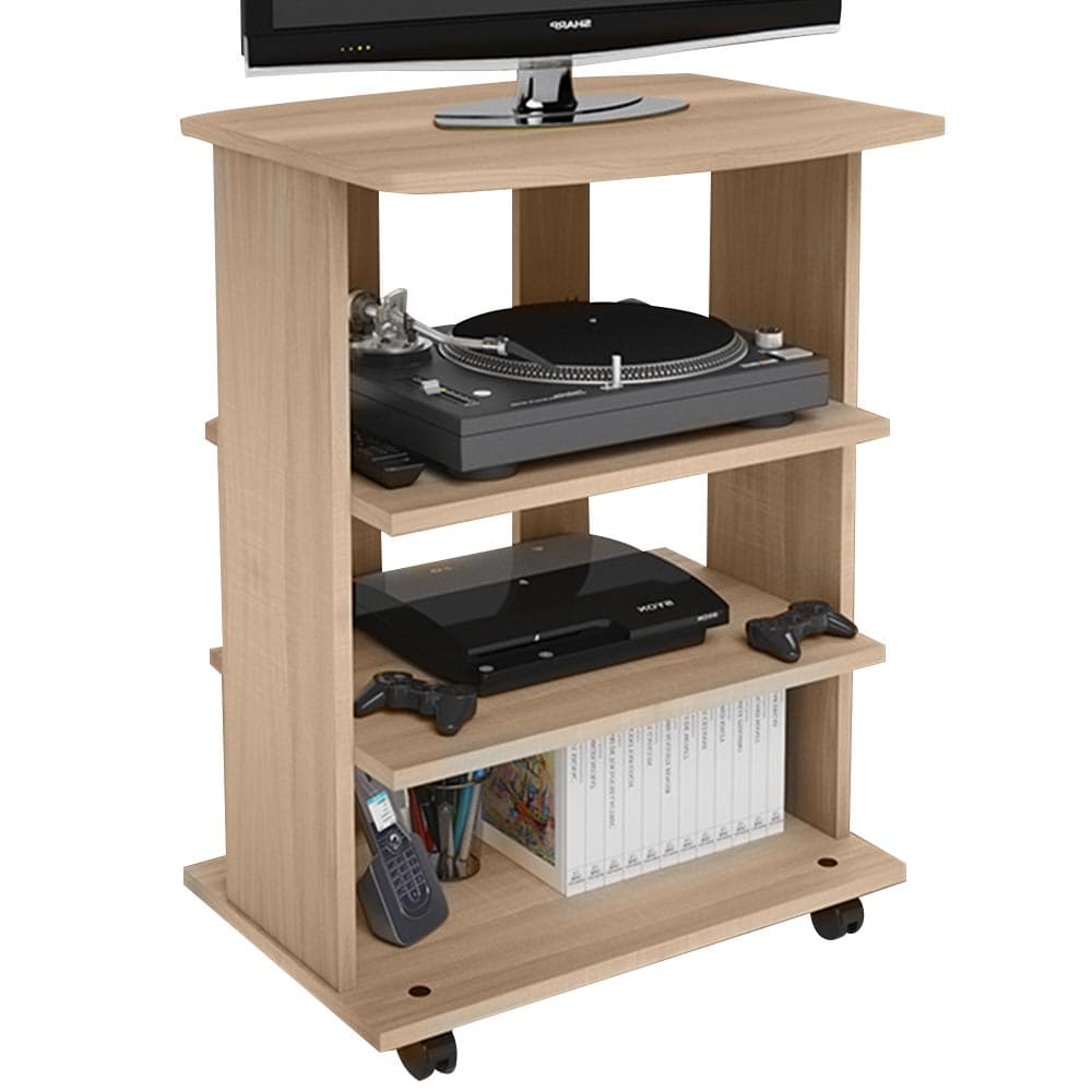Mobile Multiuso in Legno Nobilitato 3 Ripiani e 4 Ruote Quercia 60x45 H80cm in Supporti per stampante Danyx - Casoria, commercioVirtuoso.it