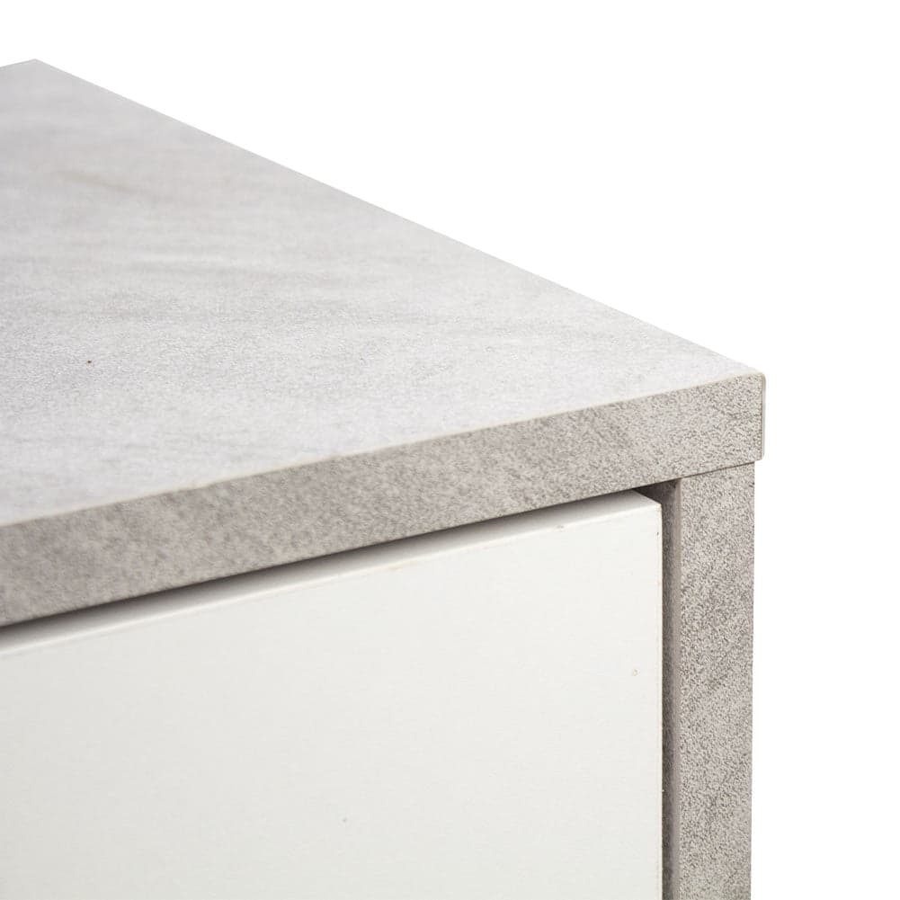 Comodino Bicolore 1 Cassetto e Ripiano Inferiore Design Moderno H41cm Bianco Cemento in Comodini Danyx - Casoria, commercioVirtuoso.it