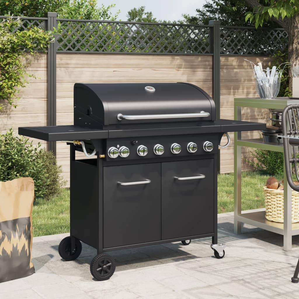 Griglia Barbecue a Gas con 7 Bruciatori Nero in Acciaio Telaio Stabile e Duraturo in Barbecue a gas Esplodia - Napoli, commercioVirtuoso.it