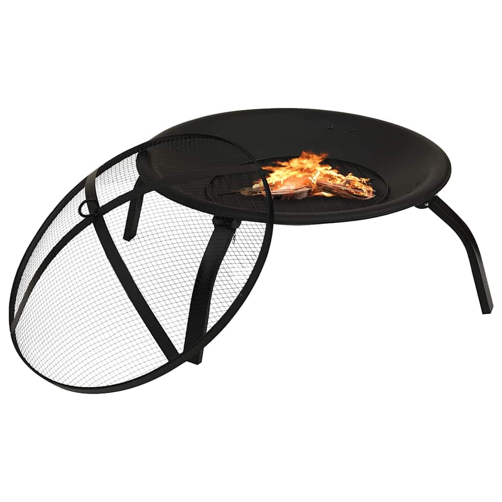 Braciere e Barbecue 2 in 1 con Attizzatoio 56x56x49 cm Acciaio per Esterno Nero in Bracieri Esplodia - Napoli, commercioVirtuoso.it