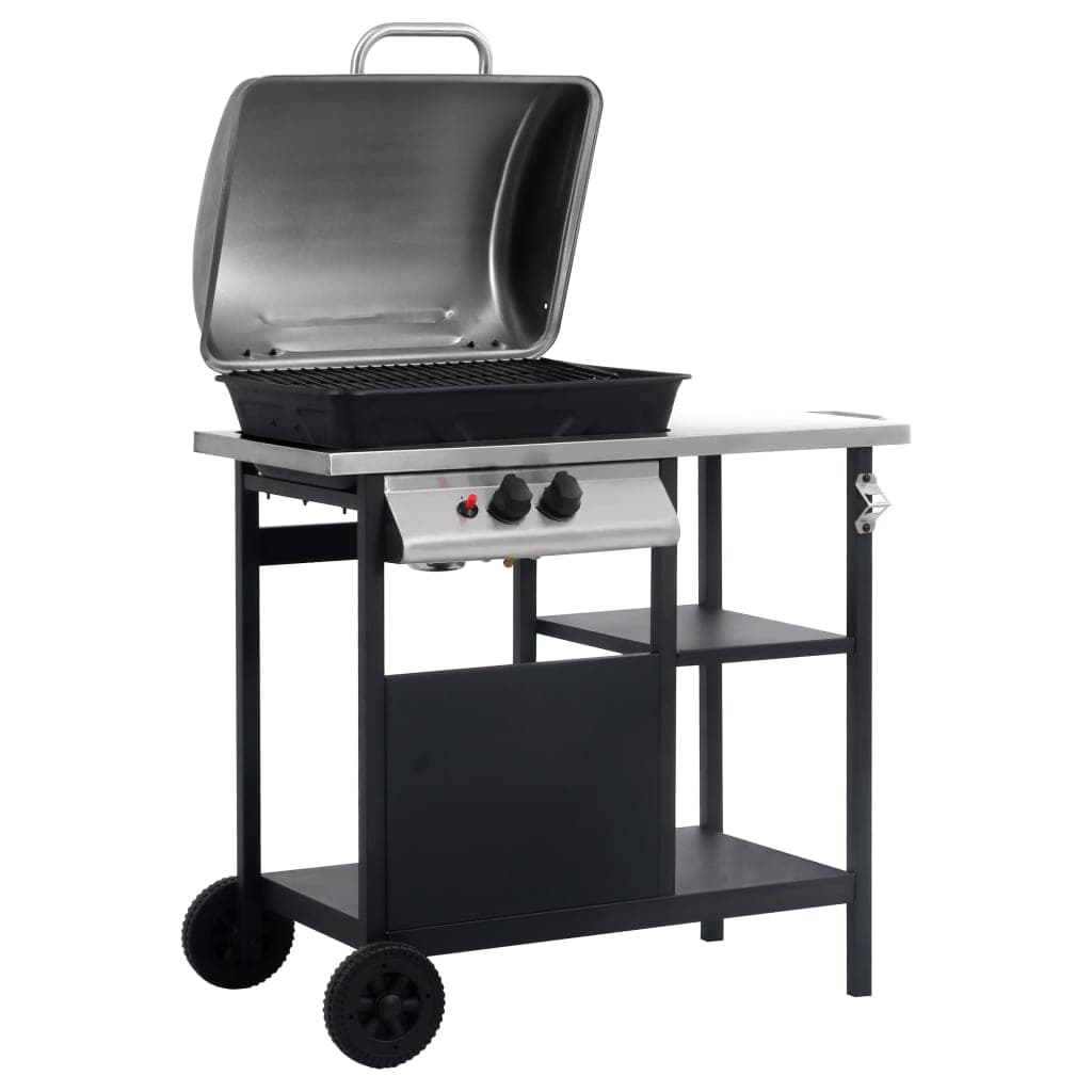 Barbecue e Griglia a Gas a con 3 Ripiani Tavolinetto in Acciaio Nero e Argento in Barbecue a carbone Esplodia - Napoli, commercioVirtuoso.it