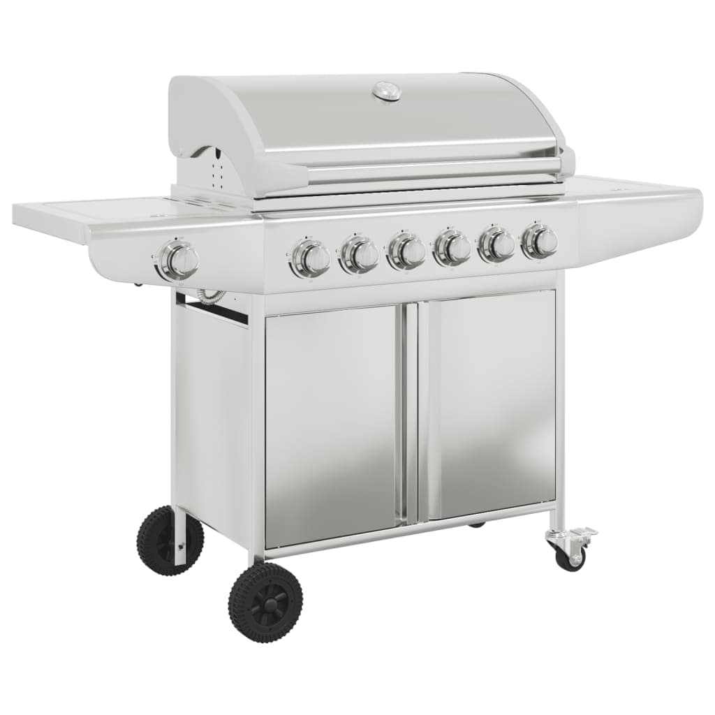 Barbecue a Gas con 7 Bruciatori Griglia in Acciaio con Ruote Colore Argento in Barbecue a gas Esplodia - Napoli, commercioVirtuoso.it