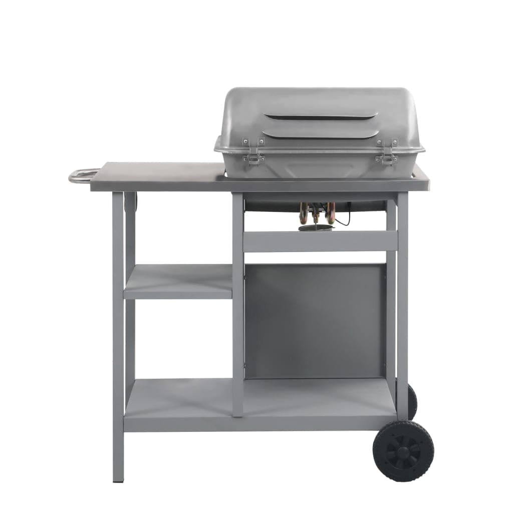 Barbecue e Griglia a Gas con Coperchio 3 Ripiani e Tavolinetto Argento in Barbecue a carbone Esplodia - Napoli, commercioVirtuoso.it