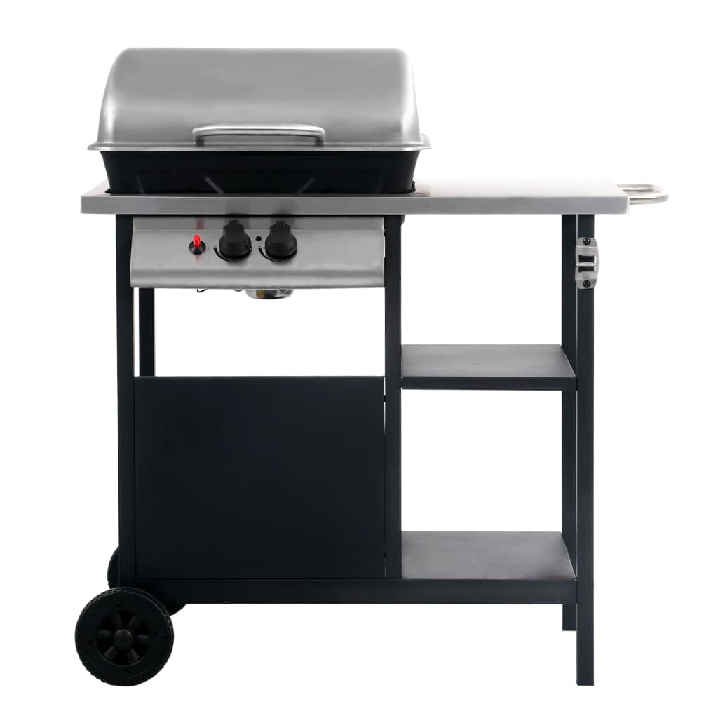Barbecue e Griglia a Gas a con 3 Ripiani Tavolinetto in Acciaio Nero e Argento in Barbecue a carbone Esplodia - Napoli, commercioVirtuoso.it
