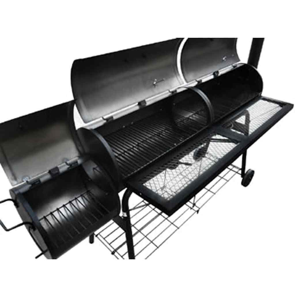 Barbecue con Affumicatore Nevada XL Nero Manici Legno Ruote e 2 ripiani in Barbecue a carbone Esplodia - Napoli, commercioVirtuoso.it