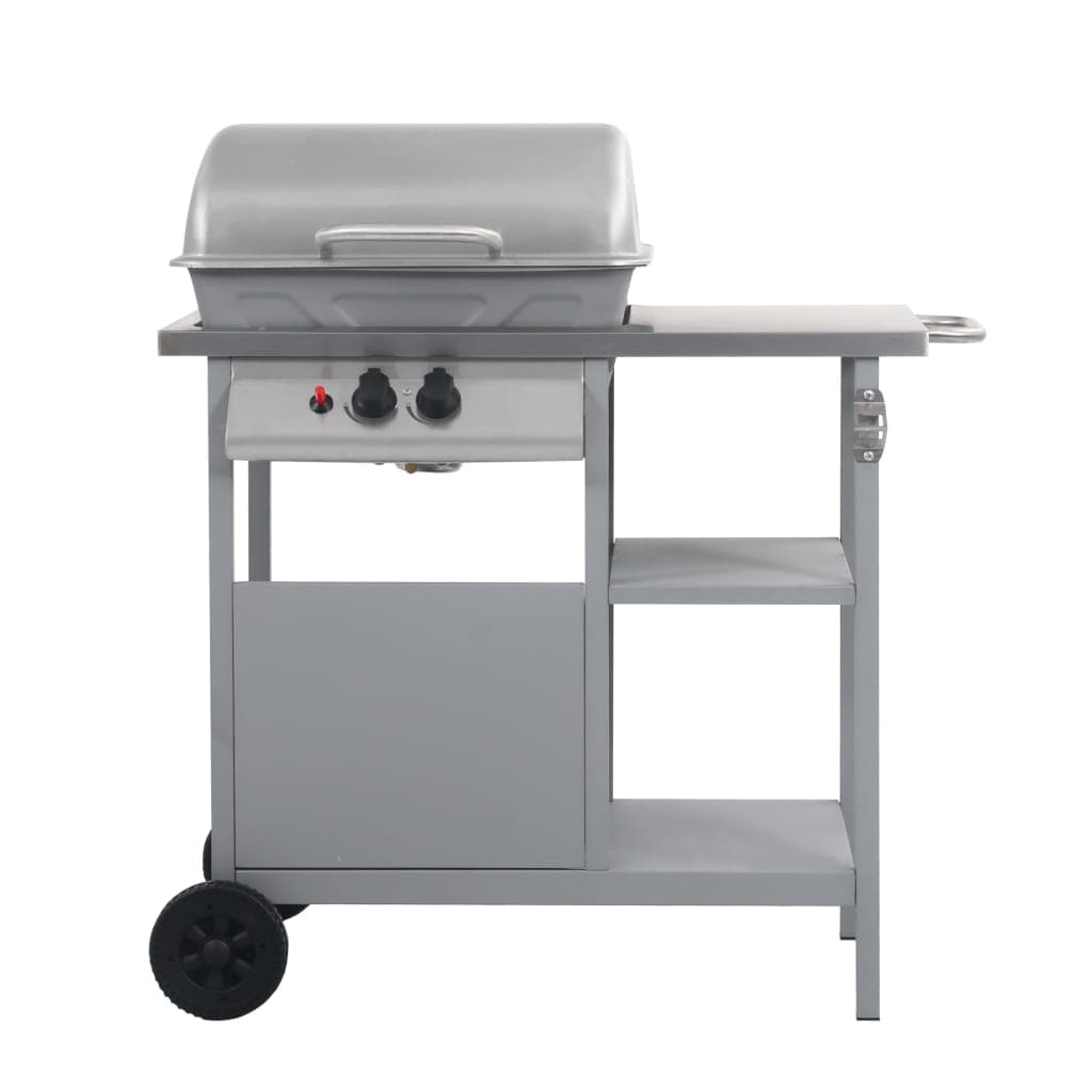 Barbecue e Griglia a Gas con Coperchio 3 Ripiani e Tavolinetto Argento in Barbecue a carbone Esplodia - Napoli, commercioVirtuoso.it