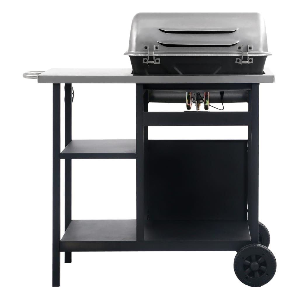 Barbecue e Griglia a Gas a con 3 Ripiani Tavolinetto in Acciaio Nero e Argento in Barbecue a carbone Esplodia - Napoli, commercioVirtuoso.it