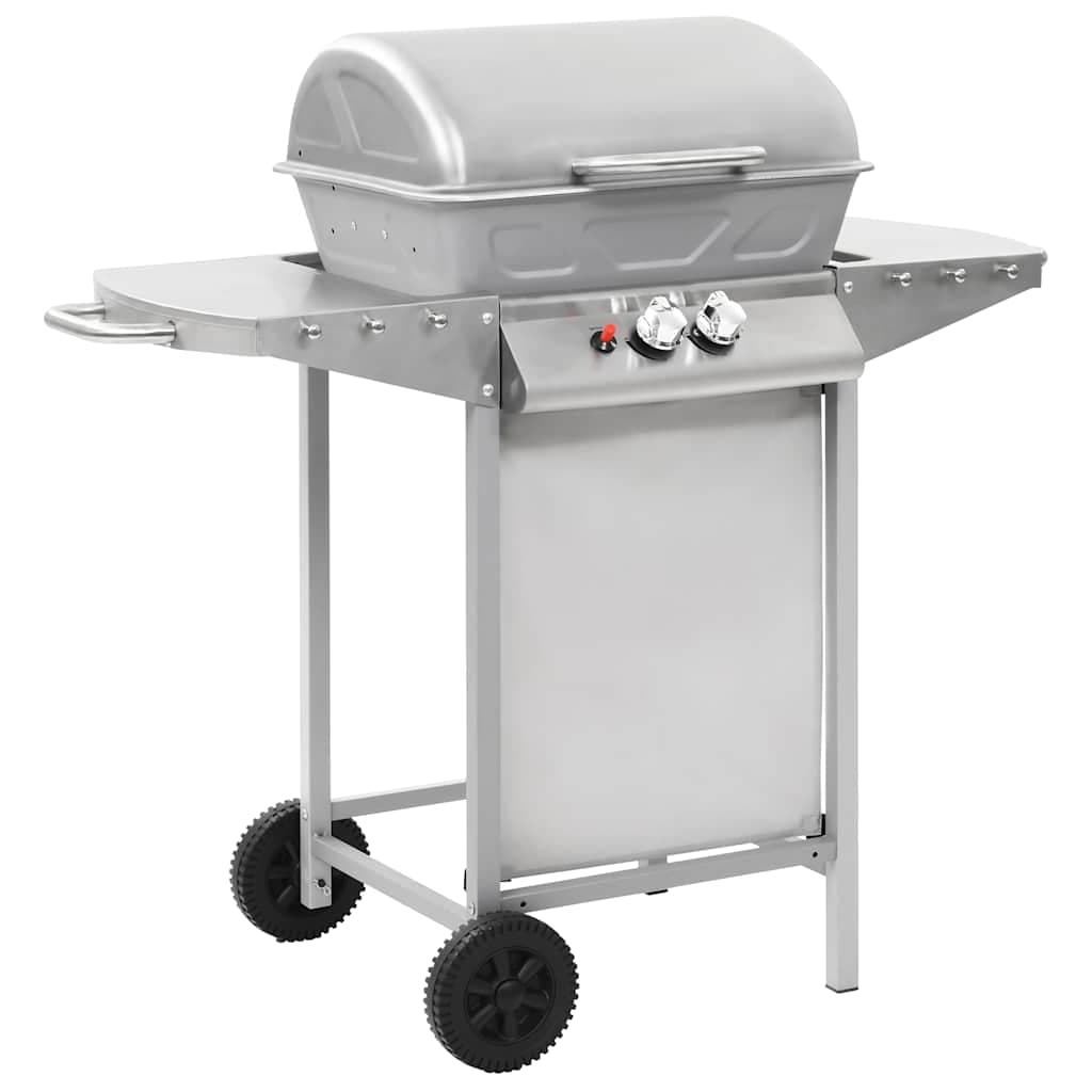 Barbecue a Gas GPL con Griglia 2 Fornelli Argento Acciaio Inox e 2 Ruote in Barbecue a gas Esplodia - Napoli, commercioVirtuoso.it