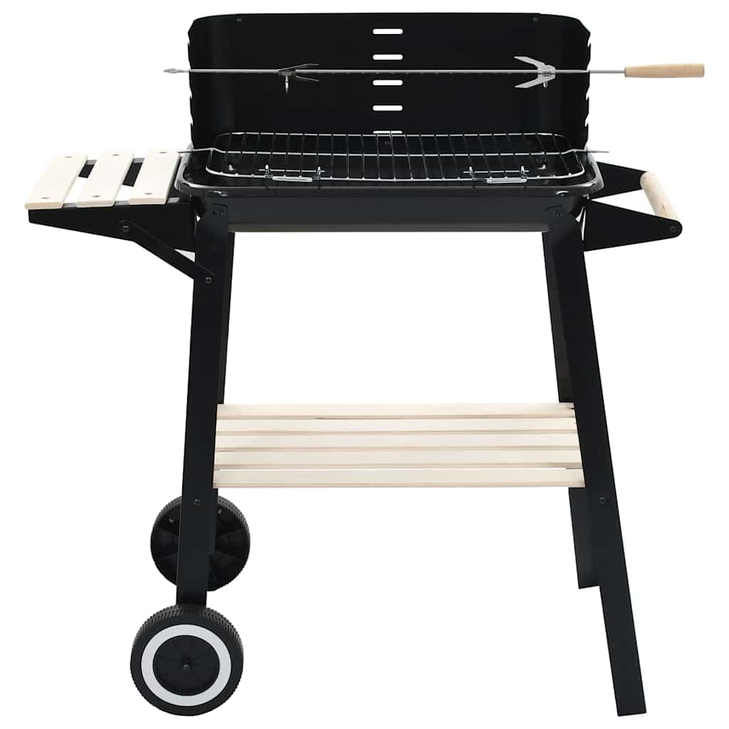 Barbecue in Acciaio Mobile a Carbonella con Ruote Braciere 55x33 cm Nero