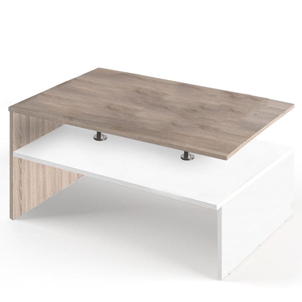 Tavolino Soggiorno 90x59.5x42cm Design Moderno Legno MDF 2 Ripiani Bianco Quercia in Tavolini da caffè Danyx - Casoria, commercioVirtuoso.it