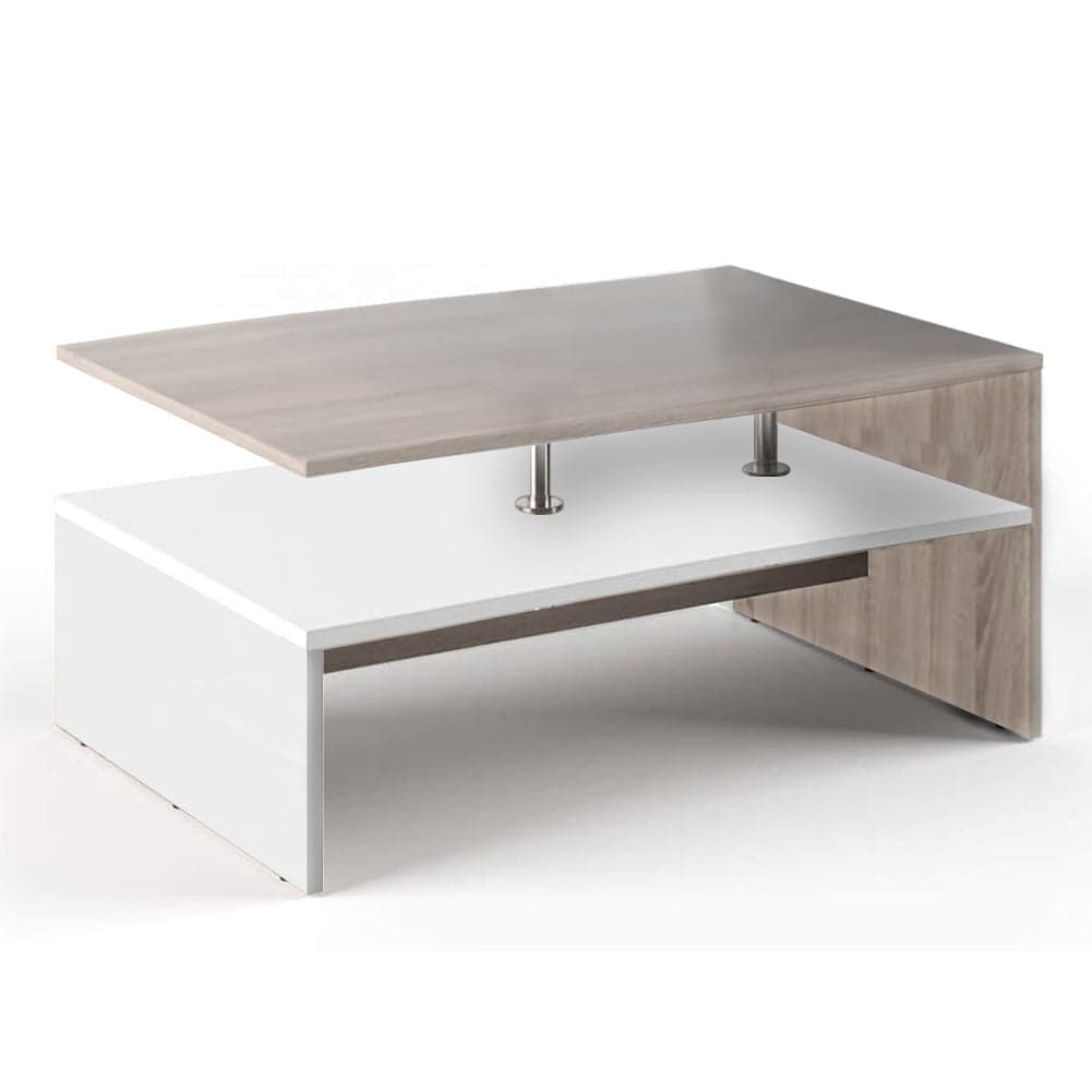 Tavolino Soggiorno 90x59.5x42cm Design Moderno Legno MDF 2 Ripiani Bianco Quercia in Tavolini da caffè Danyx - Casoria, commercioVirtuoso.it