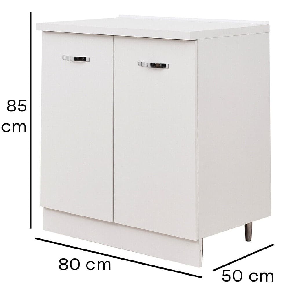 Mobile Cucina Base 2 Ante Componibile in Legno Colore Bianco 80x50 H85cm in Moduli componibili Danyx - Casoria, commercioVirtuoso.it