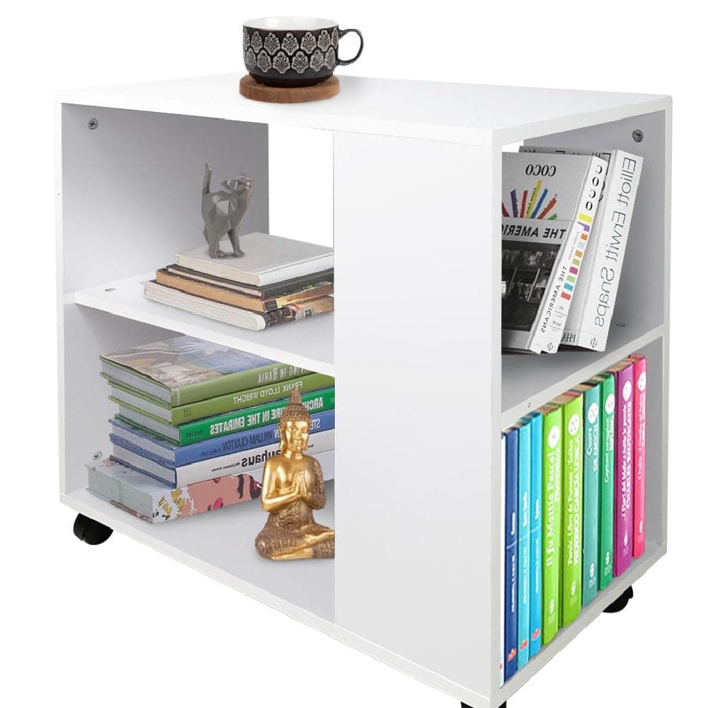 Mobiletto Tavolino con 4 Ruote 70x35 H 61cm Multiuso il Legno 2 Ripiani Bianco in Carrelli da portata Danyx - Casoria, commercioVirtuoso.it