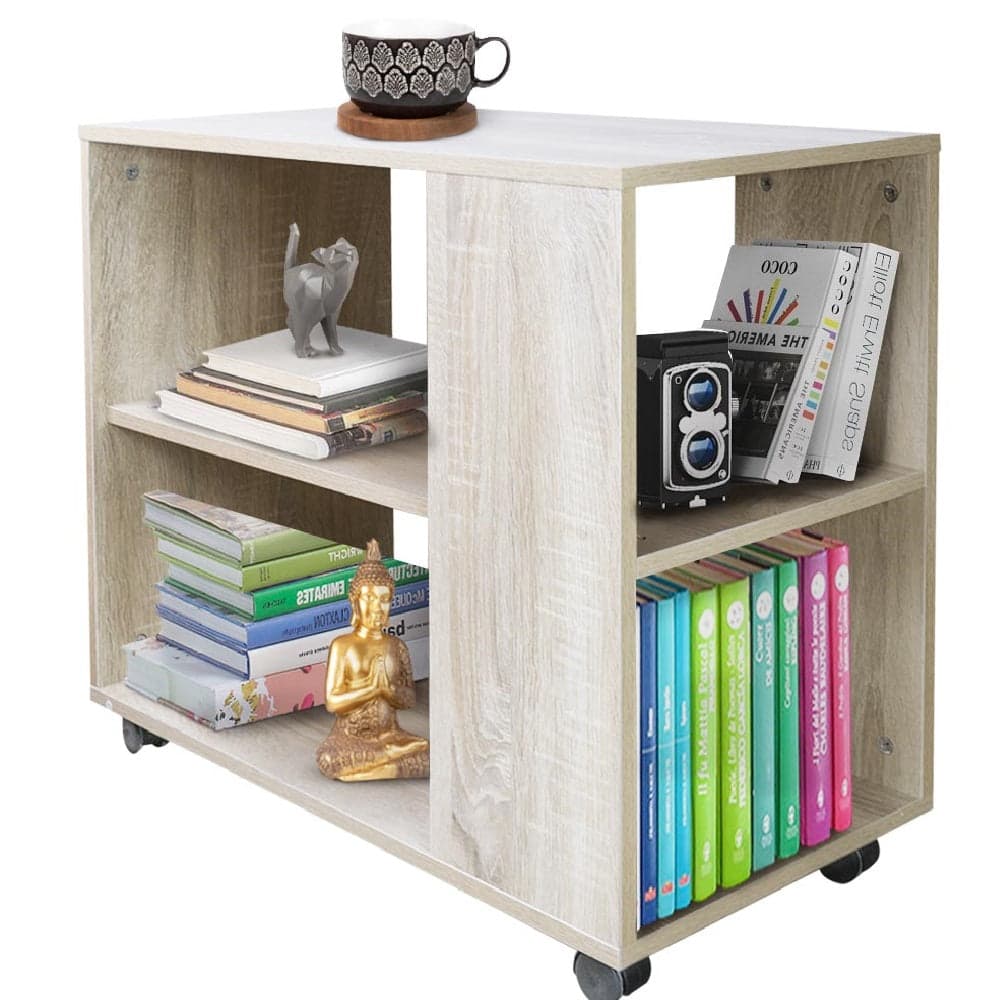 Mobiletto Tavolino con 4 Ruote 70x35 H 61cm Multiuso il Legno 2 Ripiani Beige in Tavolini bassi Danyx - Casoria, commercioVirtuoso.it