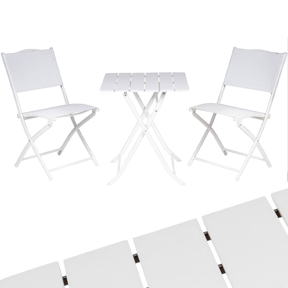 Set Tavolo Pieghevole con 2 Sedie Bianco Arredo Esterno Giardino Acciaio PE in Set di mobili Danyx - Casoria, commercioVirtuoso.it