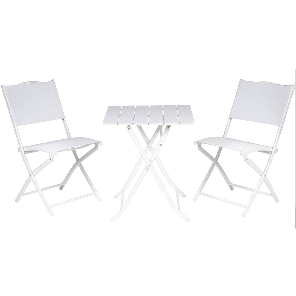 Set Tavolo Pieghevole con 2 Sedie Bianco Arredo Esterno Giardino Acciaio PE in Set di mobili Danyx - Casoria, commercioVirtuoso.it