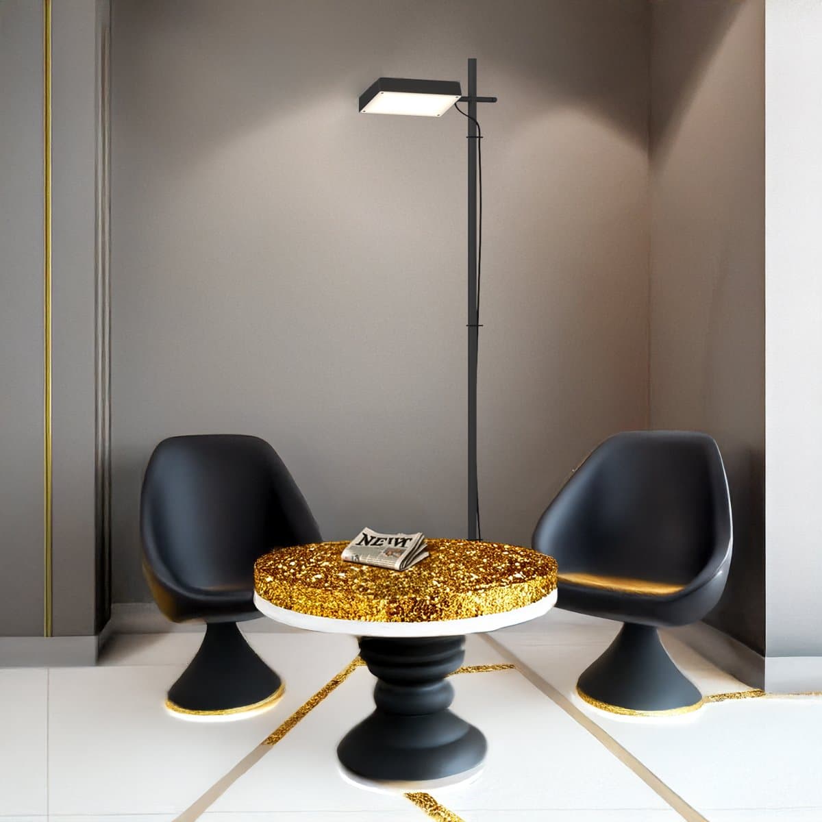 Piantana orientabile Top Light KUBI 1212 T NE LED SWITCH 2400LM illuminazione modulo integrato in Lampade da terra Lampadari Bartalini - Colle di Val d’Elsa, commercioVirtuoso.it