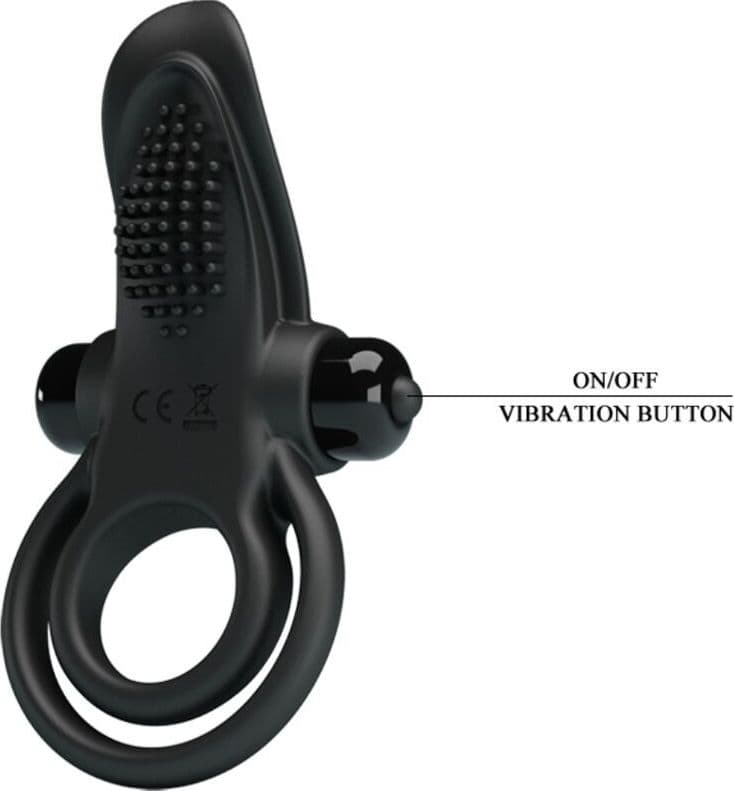 PRETTY LOVE - DOPPIO ANELLO VIBRANTE + STIMOLATORE CLITORIDEO 10 VIBRAZIONI NERO in Anelli fallici e vibranti Desideria Shop - Latina, commercioVirtuoso.it