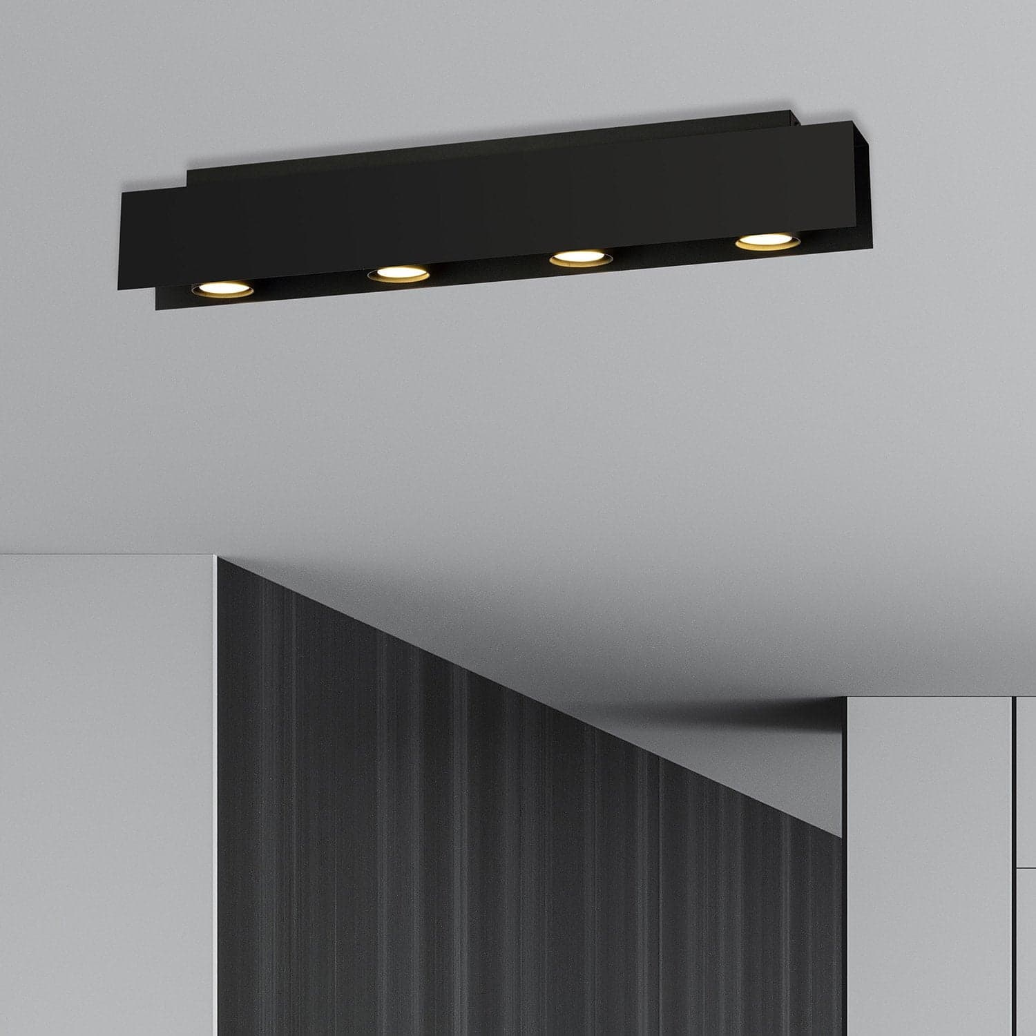 Plafoniera Moderna 4 Luci Kenno In Acciaio Nero in Plafoniere LuceArt - Montecorvino Pugliano, commercioVirtuoso.it