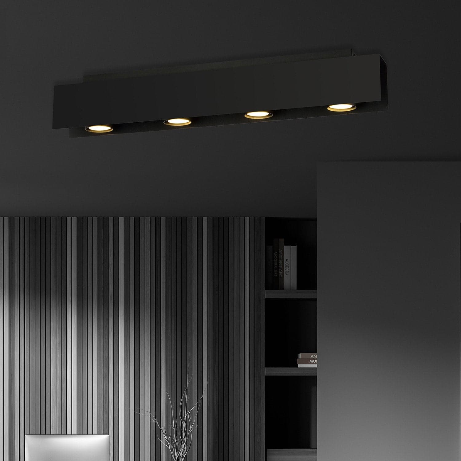 Plafoniera Moderna 4 Luci Kenno In Acciaio Nero in Plafoniere LuceArt - Montecorvino Pugliano, commercioVirtuoso.it