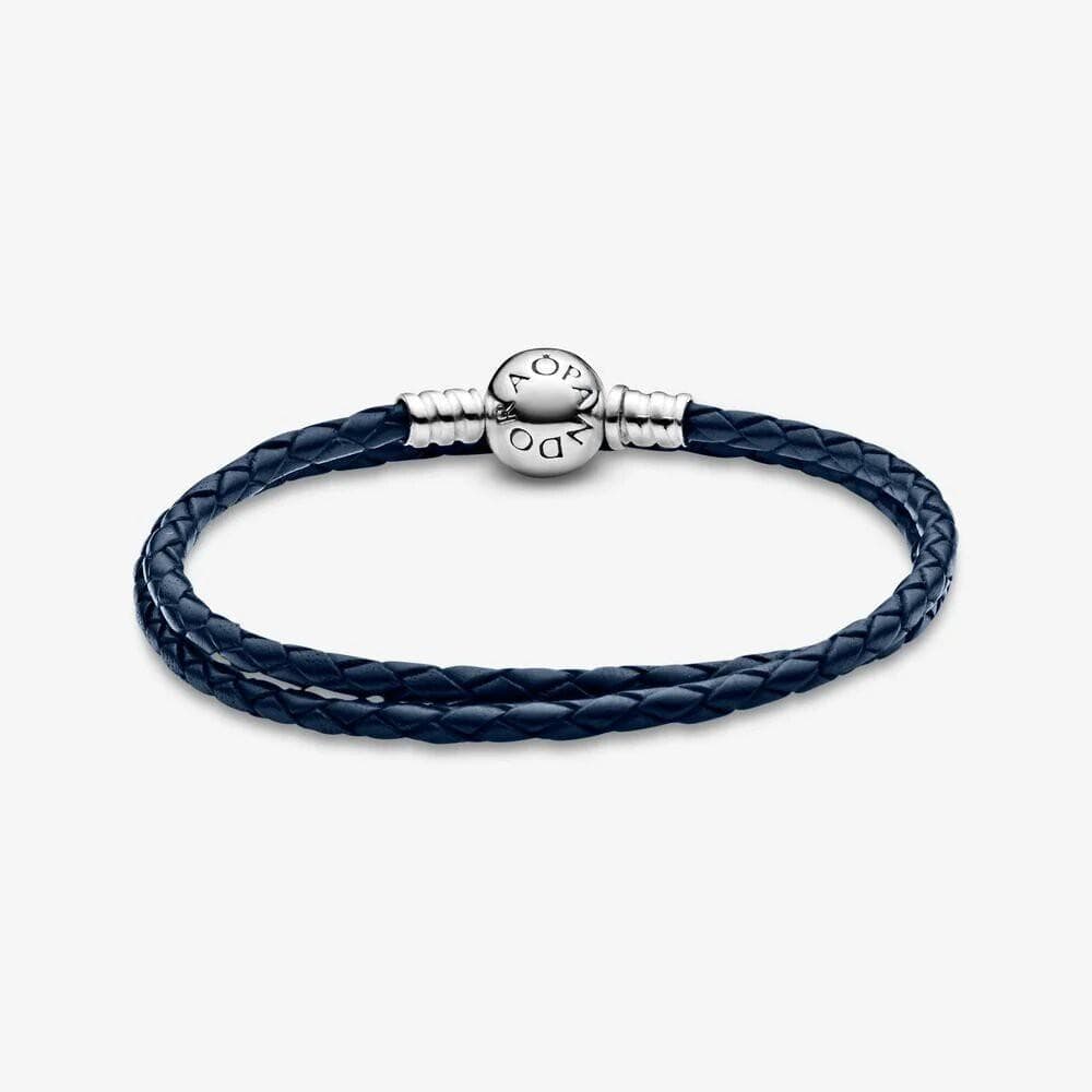 Pandora Bracciale in Pelle intrecciata Blu Scuro, Giro Doppio in Bracciali Alba Gioielli - Casoria, commercioVirtuoso.it