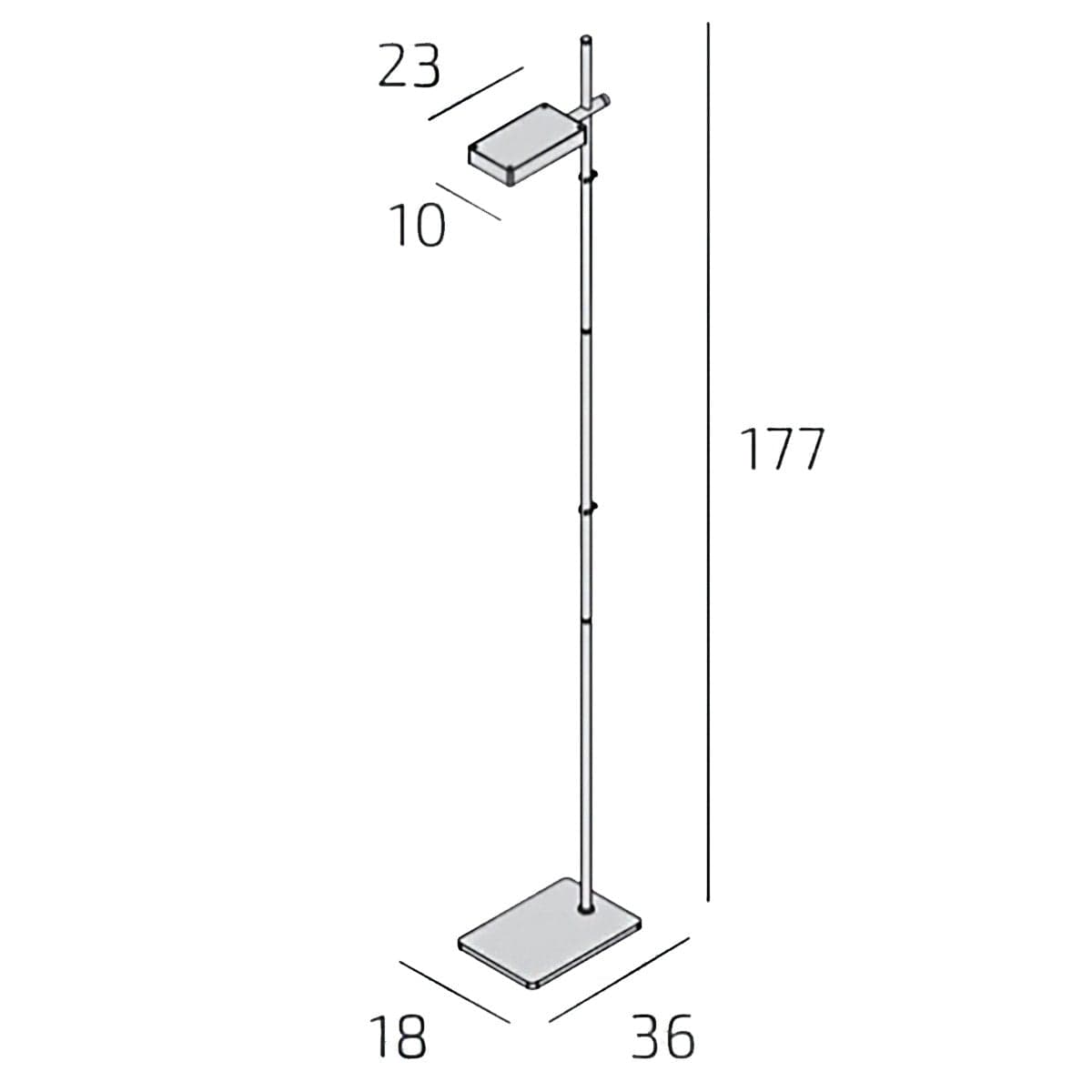 Piantana orientabile Top Light KUBI 1212 T NE LED SWITCH 2400LM illuminazione modulo integrato in Lampade da terra Lampadari Bartalini - Colle di Val d’Elsa, commercioVirtuoso.it