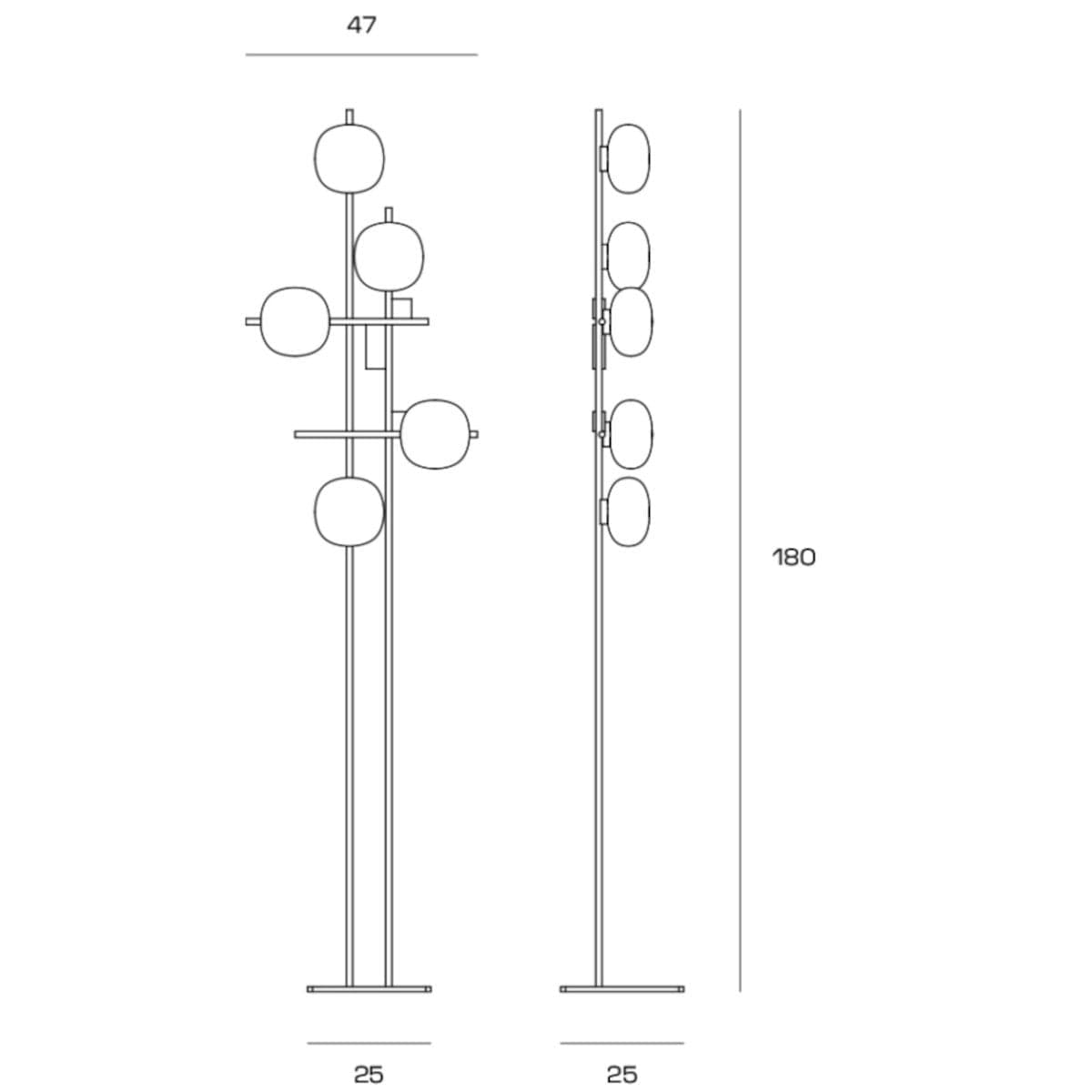 Piantana moderna Miloox LINGOTTO 1744 345 G9 LED dimmerabile metallo vetro in Lampade da terra Lampadari Bartalini - Colle di Val d’Elsa, commercioVirtuoso.it