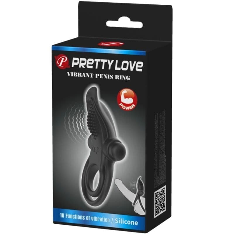 PRETTY LOVE - DOPPIO ANELLO VIBRANTE + STIMOLATORE CLITORIDEO 10 VIBRAZIONI NERO in Anelli fallici e vibranti Desideria Shop - Latina, commercioVirtuoso.it