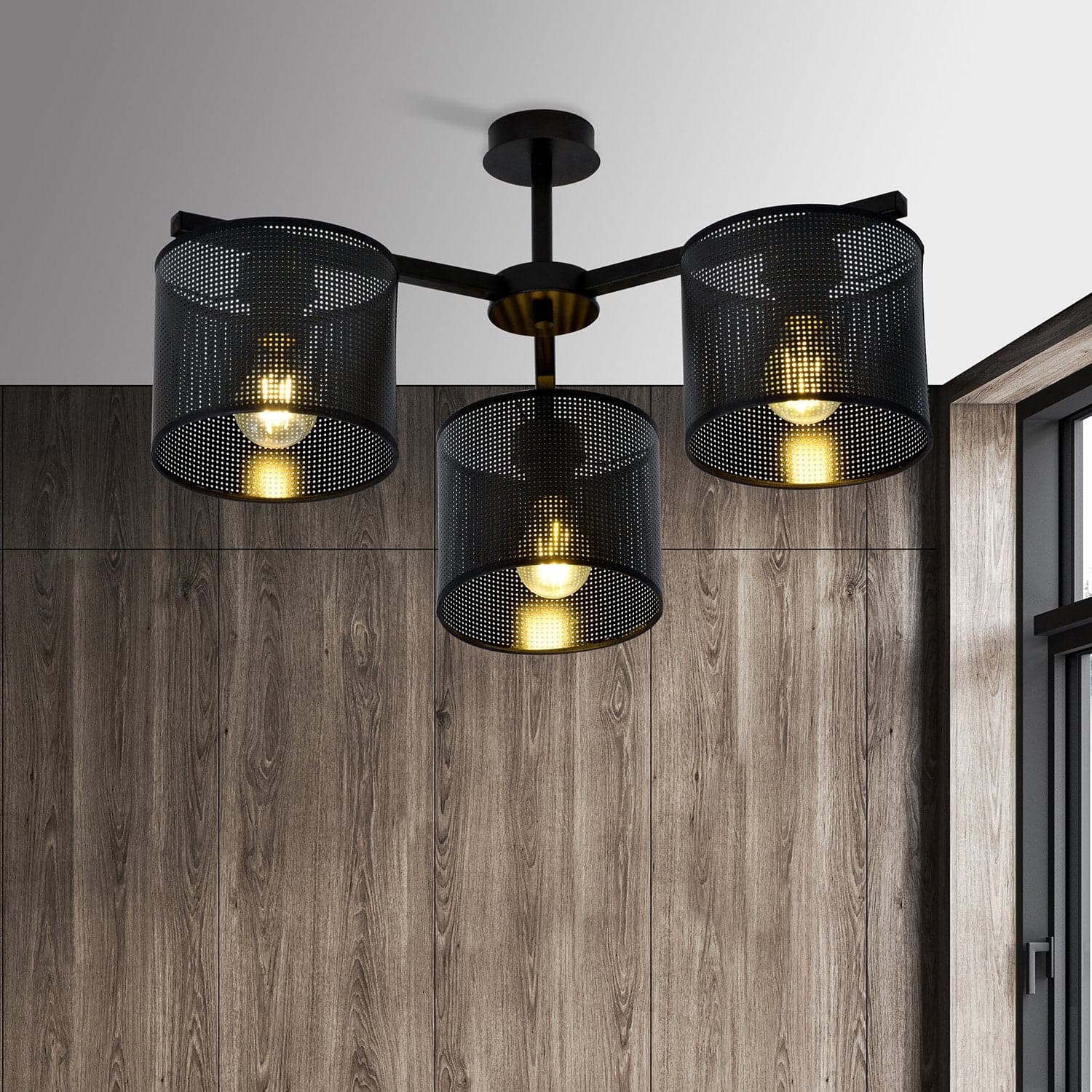 Plafoniera Industrial 3 Luci Jordan In Acciaio Nero E Paralumi A Cilindro in Lampade a sospensione LuceArt - Montecorvino Pugliano, commercioVirtuoso.it