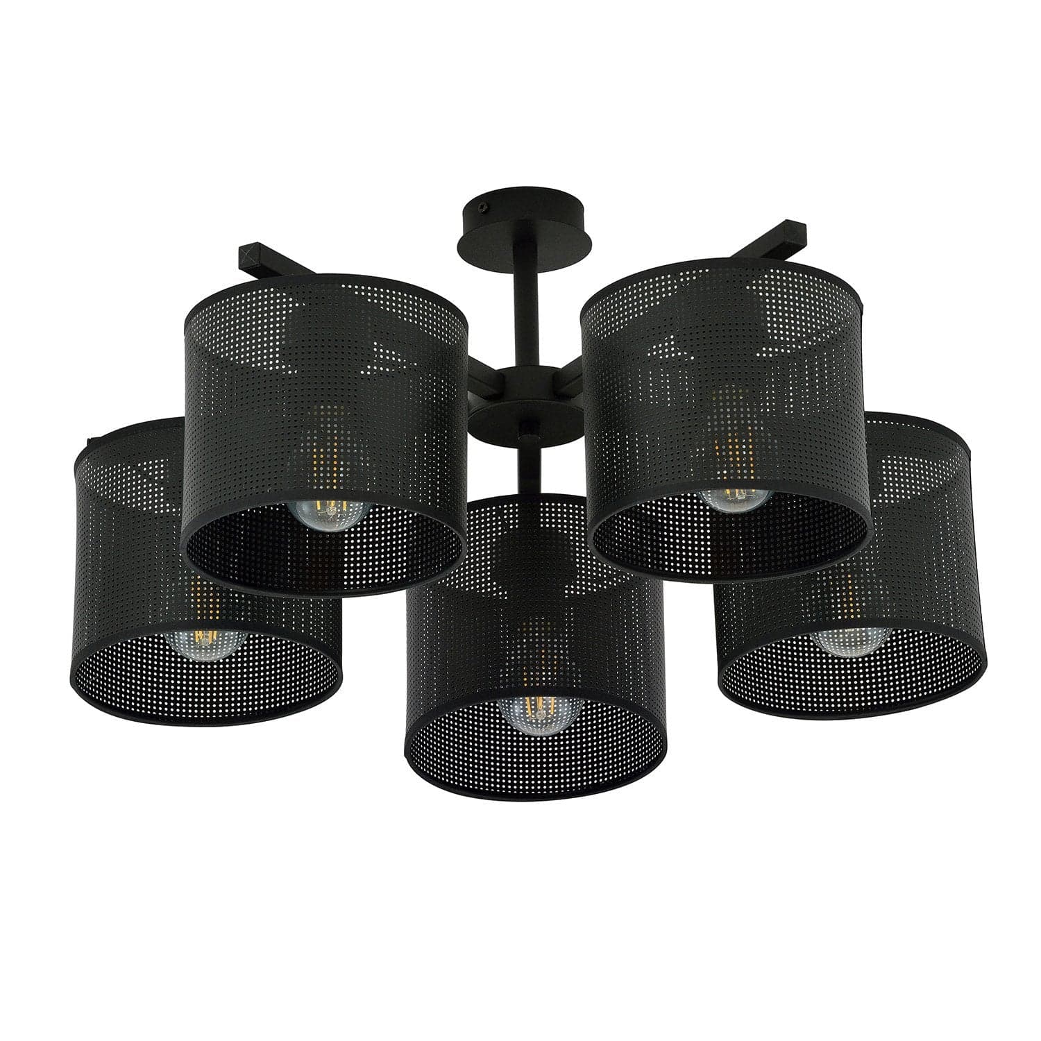 Plafoniera Industrial 5 Luci Jordan In Acciaio Nero E Paralumi A Cilindro in Lampade a sospensione LuceArt - Montecorvino Pugliano, commercioVirtuoso.it