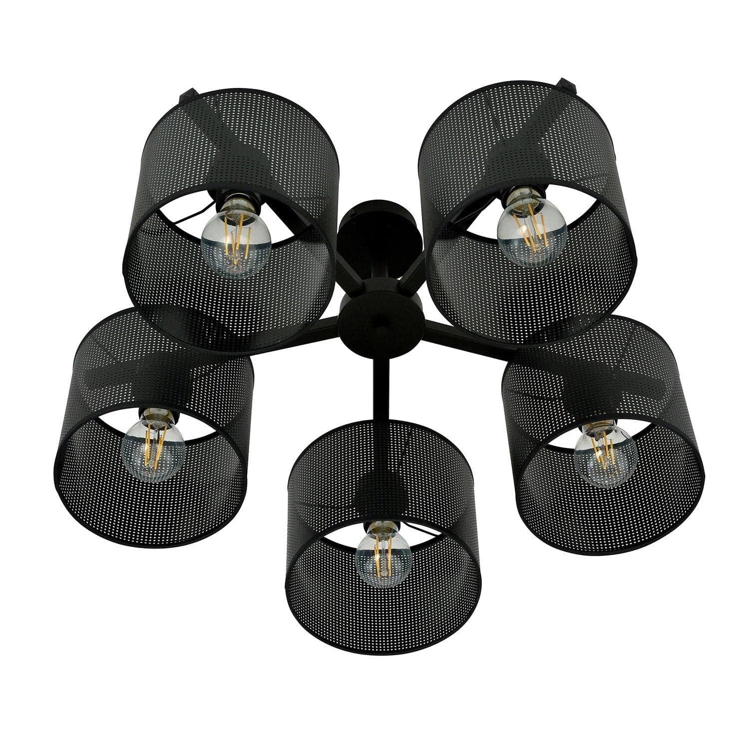 Plafoniera Industrial 5 Luci Jordan In Acciaio Nero E Paralumi A Cilindro in Lampade a sospensione LuceArt - Montecorvino Pugliano, commercioVirtuoso.it