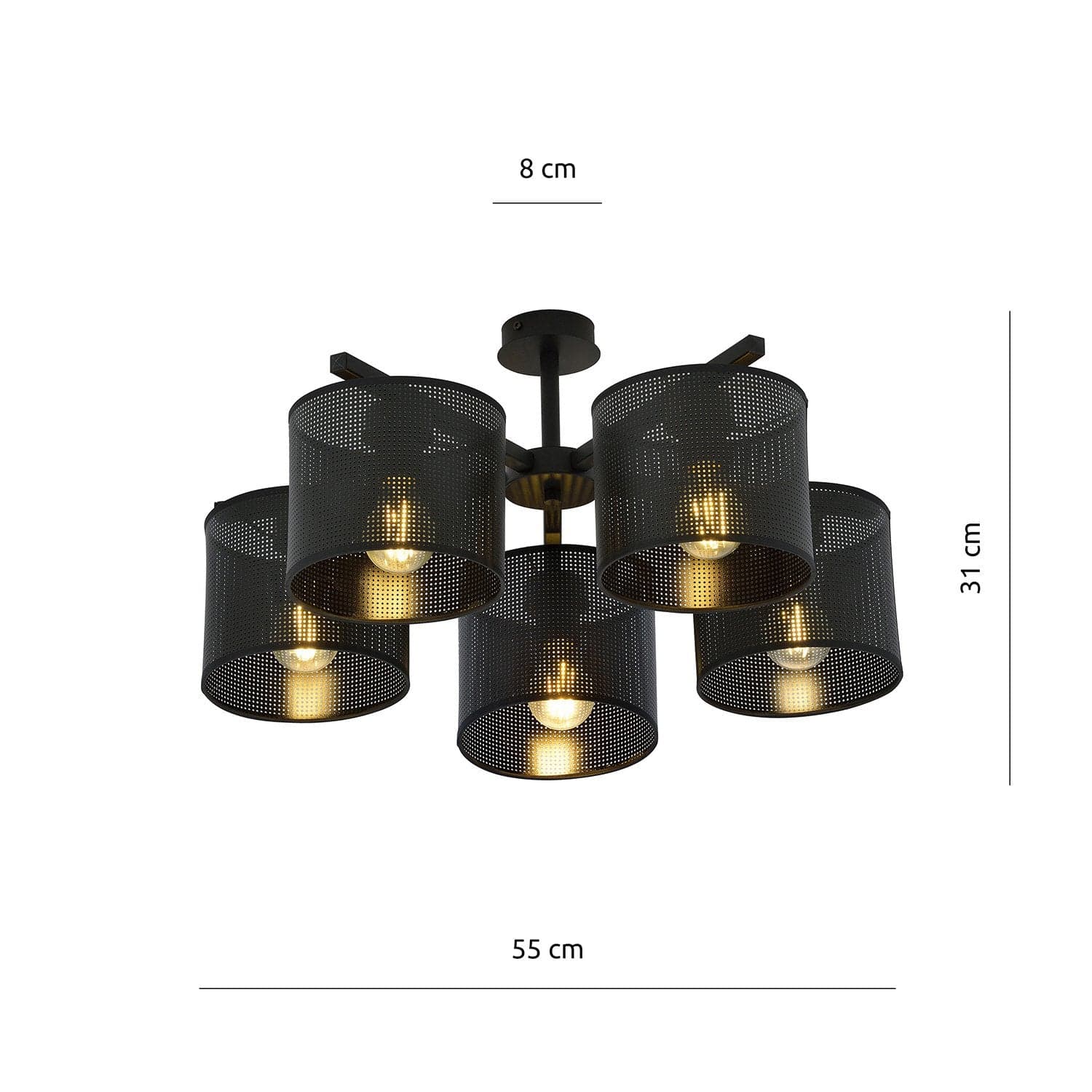 Plafoniera Industrial 5 Luci Jordan In Acciaio Nero E Paralumi A Cilindro in Lampade a sospensione LuceArt - Montecorvino Pugliano, commercioVirtuoso.it